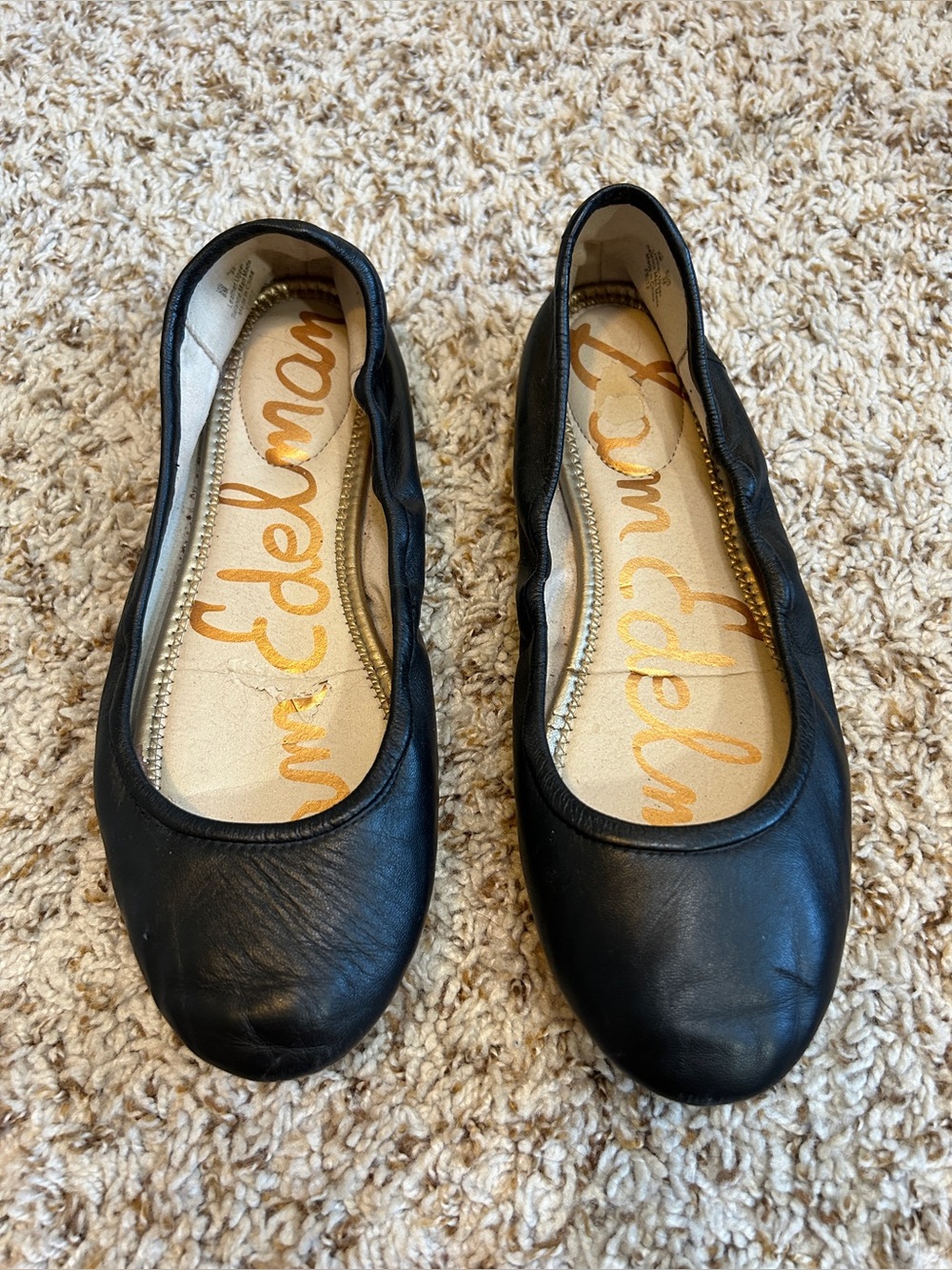 Sam Edelman Black Leather Fritz Flats Buttery Soft Size 8